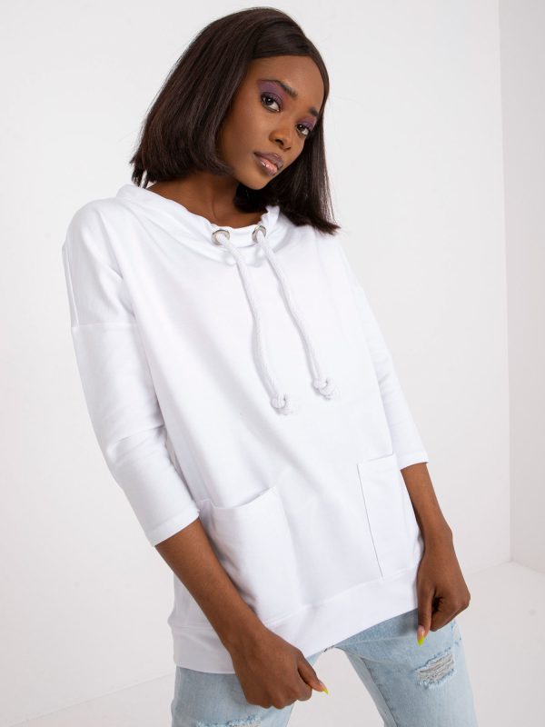 Wholesale White casual blouse with 3/4 sleeves Melitina RUE PARIS