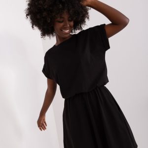 Wholesale Black basic short sleeve dress RUE PARIS