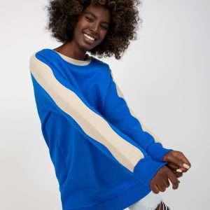 Wholesale Blue-beige sweatshirt tunic basic without hood