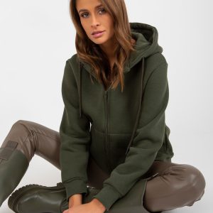 Wholesale Khaki basic sweatshirt with hood RUE PARIS