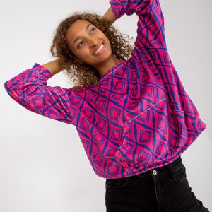 Wholesale Pink and blue velvet sweatshirt with print RUE PARIS