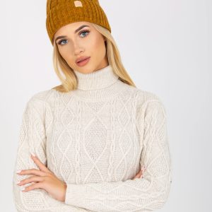 Wholesale Mustard winter hat with pompom RUE PARIS