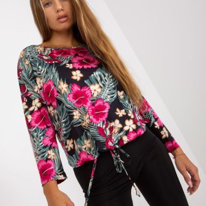 Wholesale Black viscose blouse with print RUE PARIS