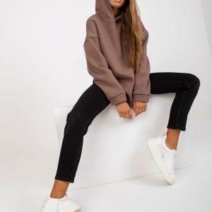 Wholesale Brown basic sweatshirt with hoodie