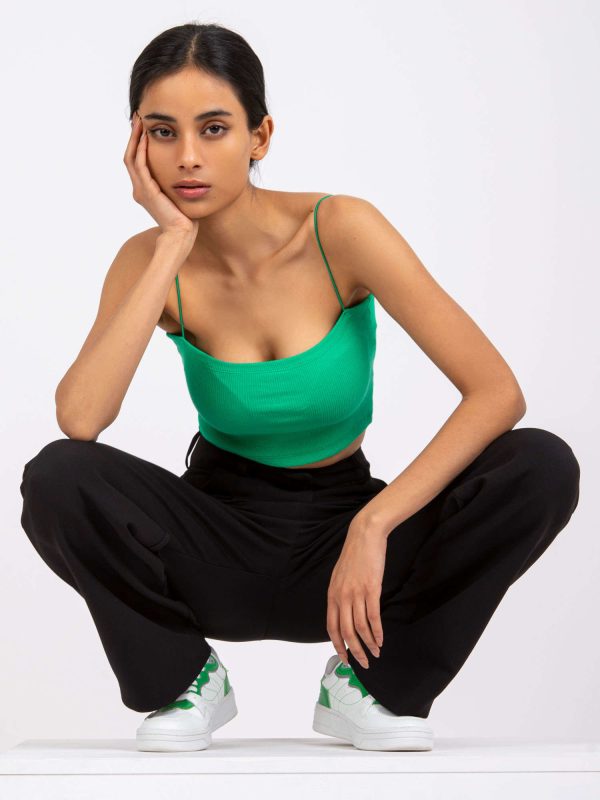 Wholesale Green crop top with stripes Aria RUE PARIS