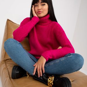 Wholesale Fuchsia thick turtleneck sweater Neva RUE PARIS