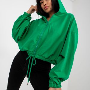 Wholesale Green basic sweatshirt with wide sleeves RUE PARIS