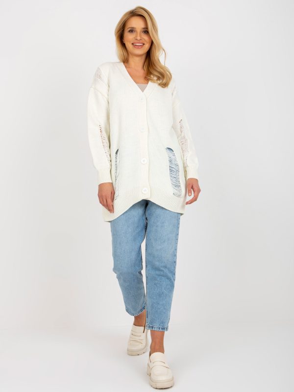 Wholesale Ecru oversized cardigan with holes RUE PARIS