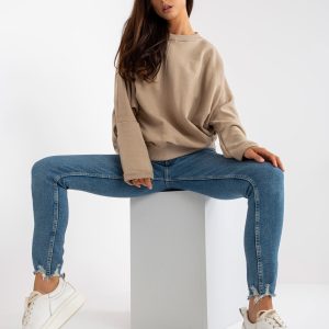 Wholesale Dark beige women's basic oversized sweatshirt RUE PARIS