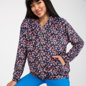 Wholesale Navy blue and pink velvet floral sweatshirt RUE PARIS