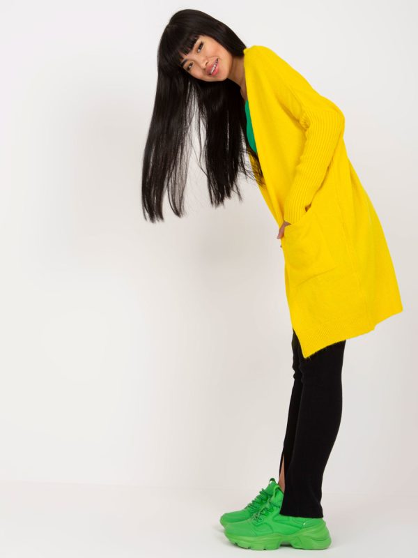 Wholesale Yellow classic cardigan with pockets Barreiro RUE PARIS