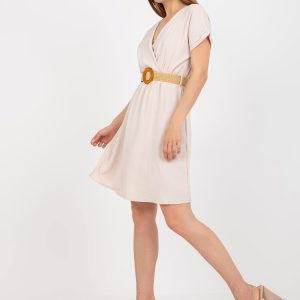 Wholesale Light beige summer casual dress made of cotton RUE PARIS