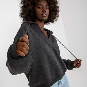 Wholesale Dark Grey Basic Sweatshirt with Hoodie