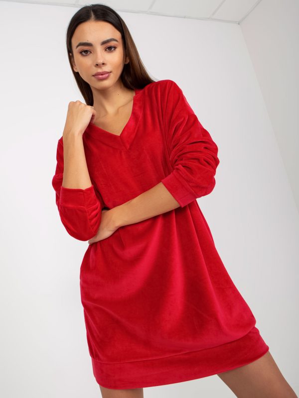 Wholesale Red velvet casual dress RUE PARIS