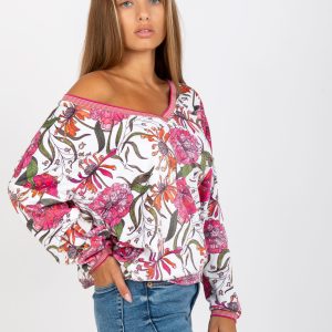 Wholesale White velour oversized blouse with RUE PARIS print