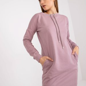 Wholesale Basic Dirty Pink Long Sleeve Sweatshirt Dress