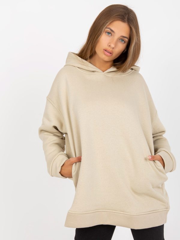 Wholesale Basic cotton sweatshirt light beige