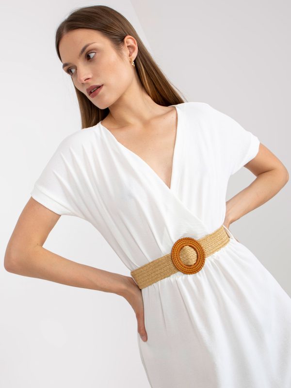 Wholesale White casual dress with braided belt RUE PARIS