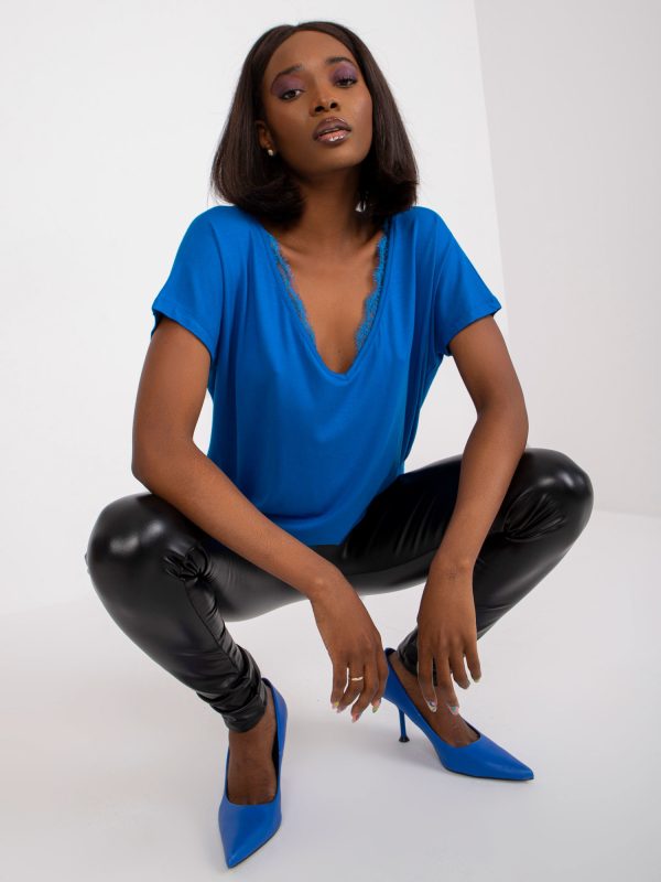 Wholesale Aileen cobalt viscose t-shirt