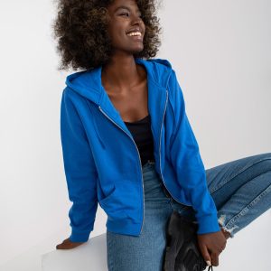 Wholesale Dark blue basic cardigan sweatshirt with pockets