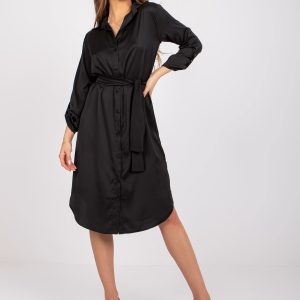 Wholesale Black midi shirt dress Inga RUE PARIS