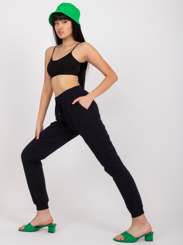 Wholesale Navy blue basic sweatpants with binding