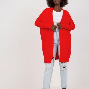 Wholesale Bright red oversize cardigan with pockets Barreiro RUE PARIS