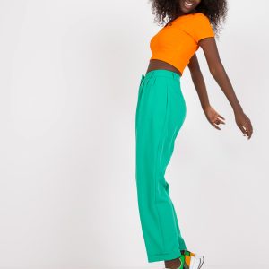 Wholesale Green women's trousers in fabric with pockets RUE PARIS