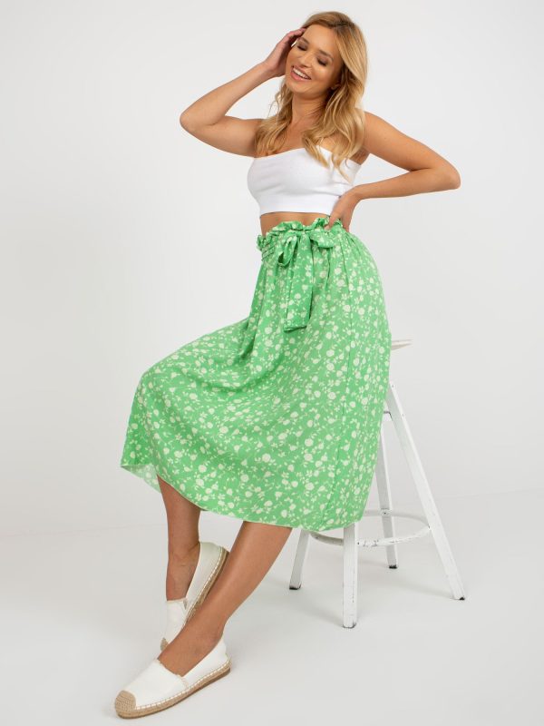 Wholesale Light green floral flared skirt RUE PARIS