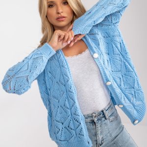 Wholesale Blue openwork cotton cardigan RUE PARIS