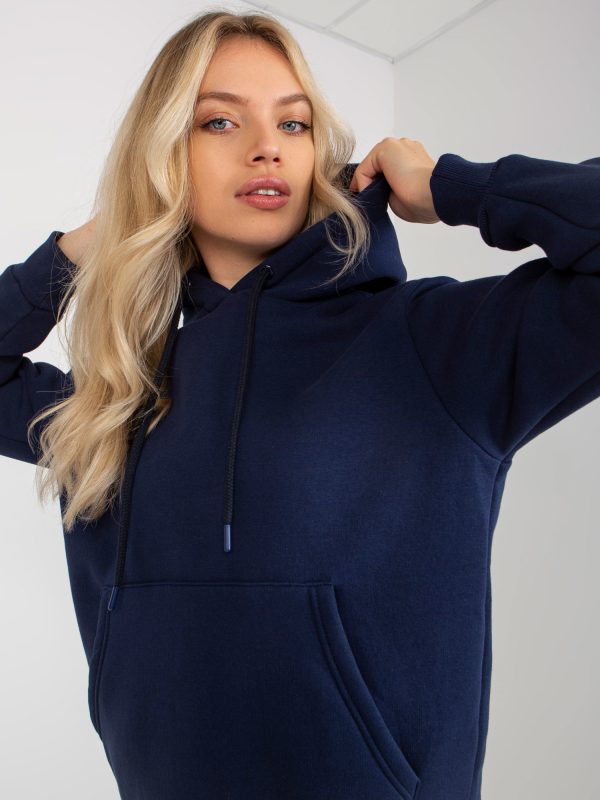 Wholesale Navy blue basic kangaroo sweatshirt RUE PARIS