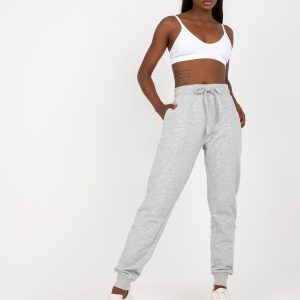 Wholesale Grey melange basic jogger sweatpants