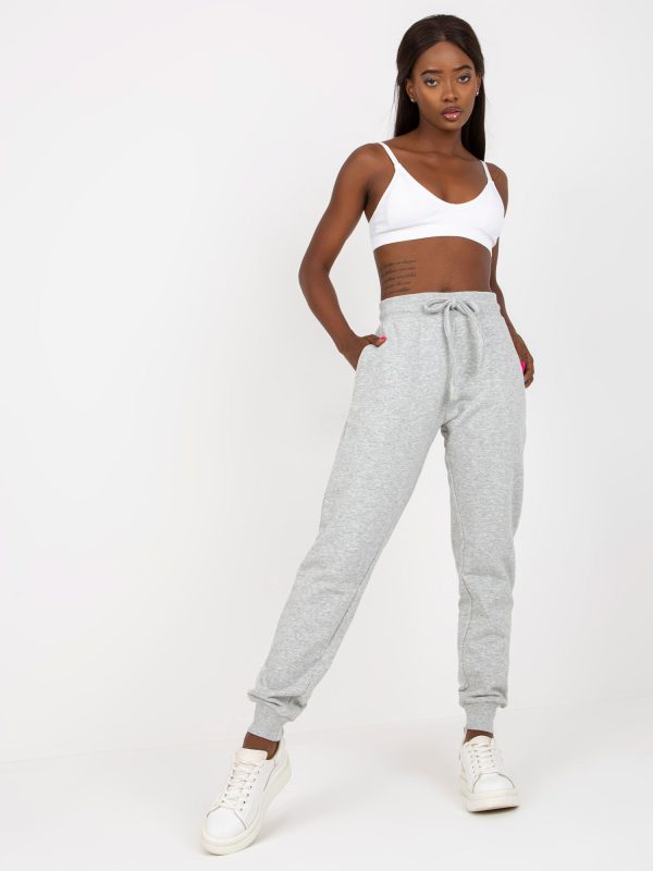 Wholesale Grey melange basic jogger sweatpants