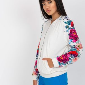 Wholesale White velvet bomber sweatshirt with flowers RUE PARIS