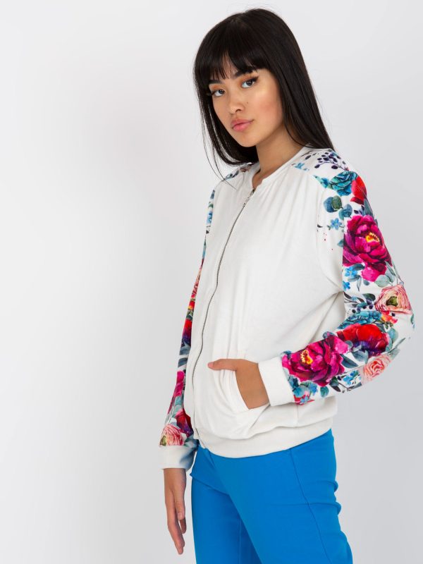 Wholesale White velvet bomber sweatshirt with flowers RUE PARIS