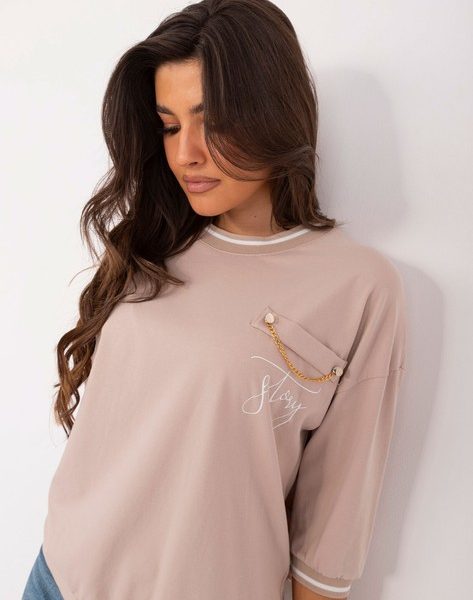 Beige 3/4 Sleeve Women’s Casual Blouse