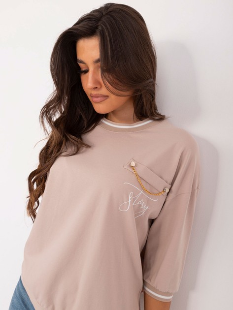 Beige 3/4 Sleeve Women’s Casual Blouse