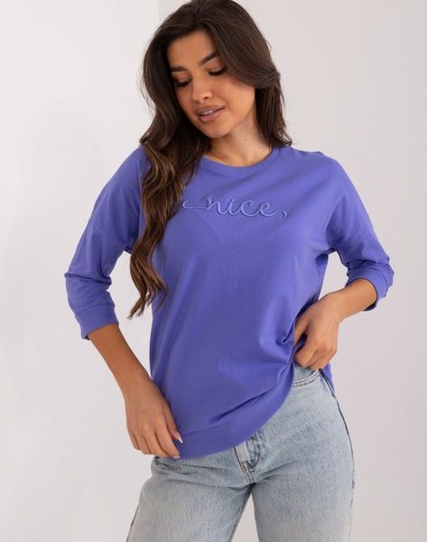 Purple women’s casual blouse with lettering