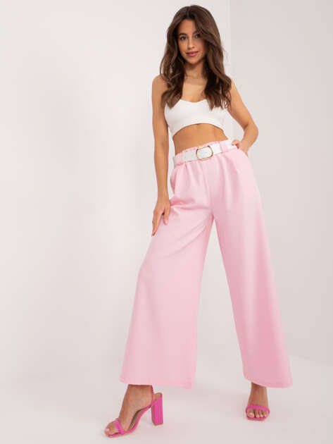 Light pink wide fabric trousers