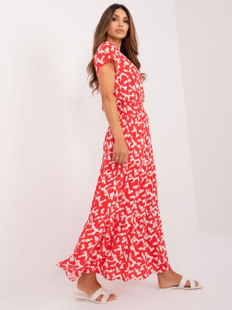 Coral patterned viscose dress