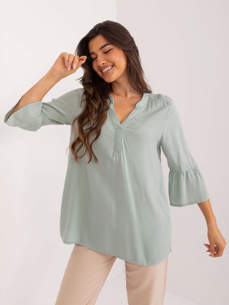 Pistachio everyday blouse with frill on sleeve SUBLEVEL